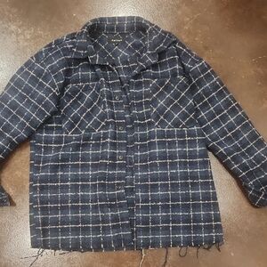 PacSun Navy Plaid Utility Jacket